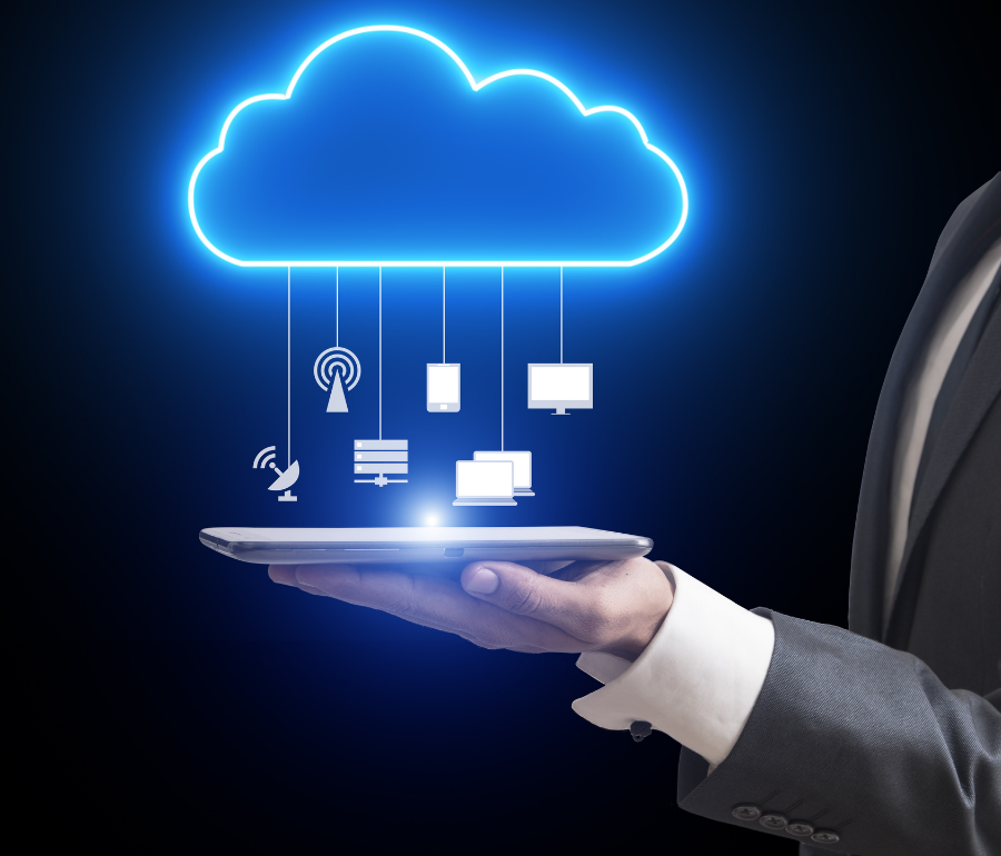 Cloud computing concept with connected icons